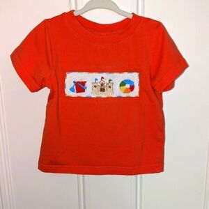 Southern Petites orange t shirt with beach theme embroidery size 2T